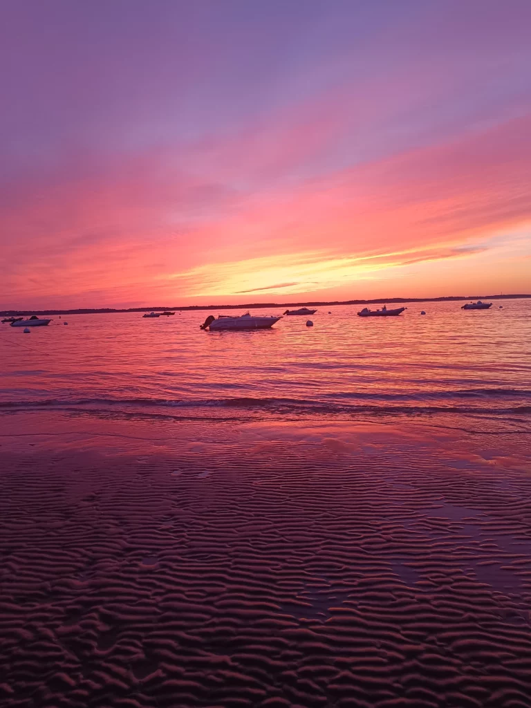 Coucher de soleil violet - Arca Ferret balade en bateau - Bassin d'Arcachon
